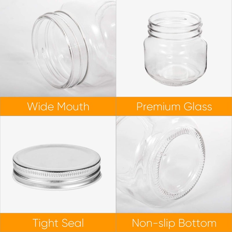 Accguan Mason Jars, glass jar 8OZ With Regular Lids and Bands(Silver), Ideal for Jam,Honey,Wedding Favors,Shower Favors, 24 PACK - Image 3